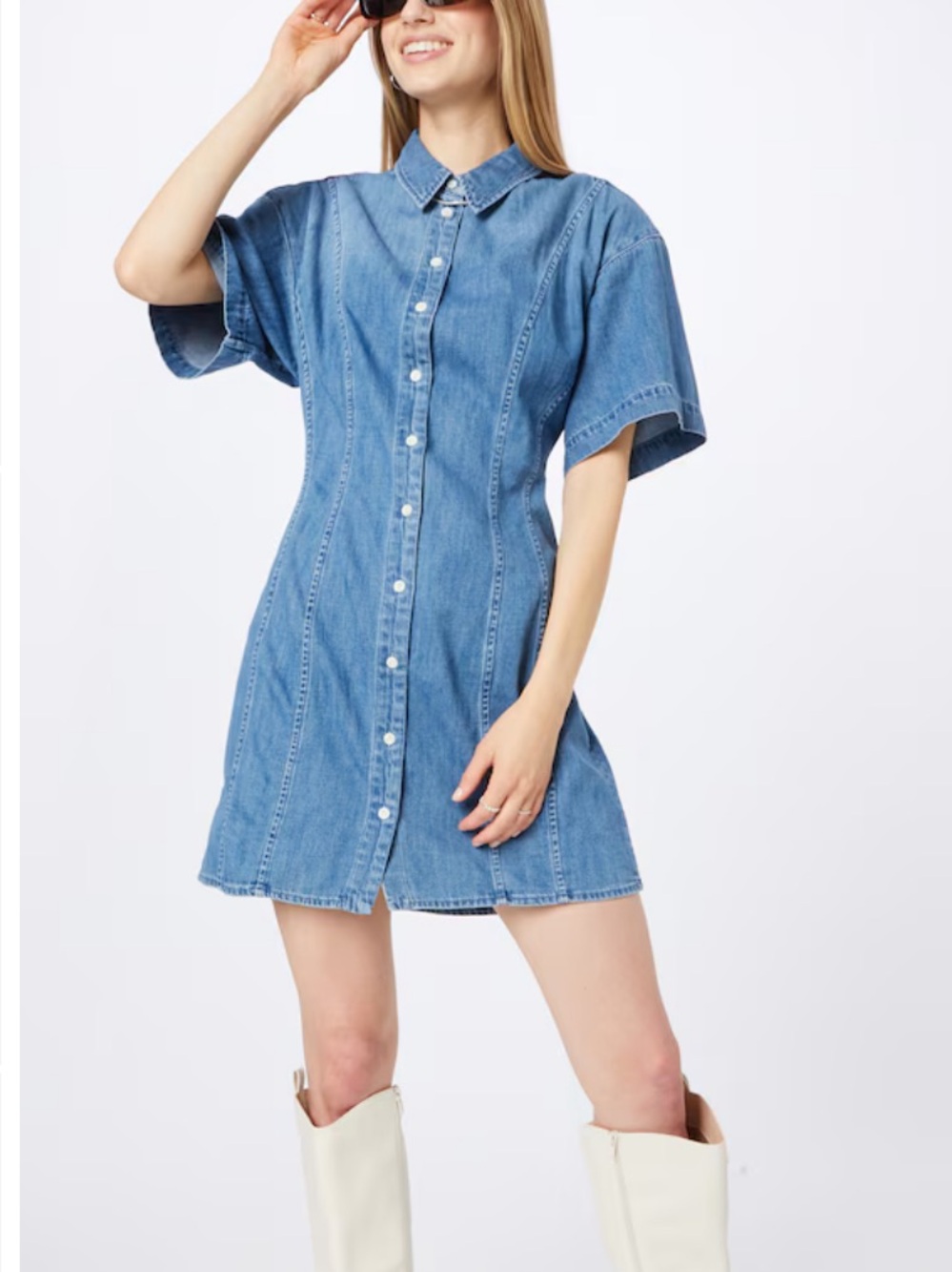 FRAME SEAM Blue Denim Shirt Dress